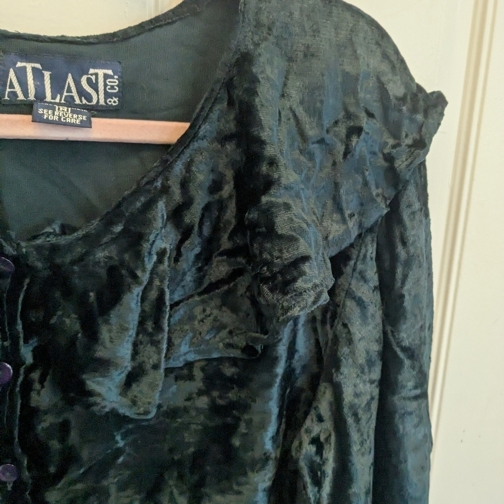 Vintage Velvet Button Down Ruffle Top - Picture 4 of 4